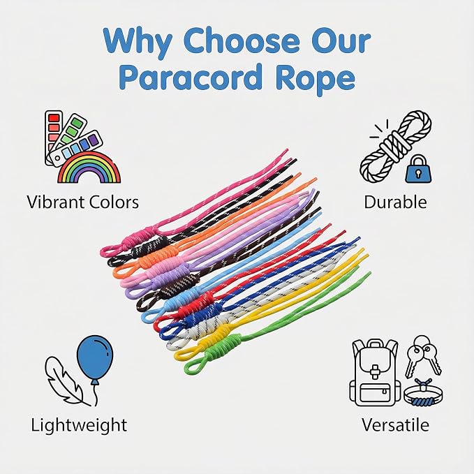 Paracord Keychain Paracord Bag Charm 12pcs Braided Nylon Rope Keychain Cord - Image 7