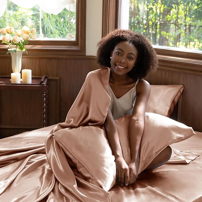 CozyLux Satin Sheets Queen Size Bed Set - Image 5