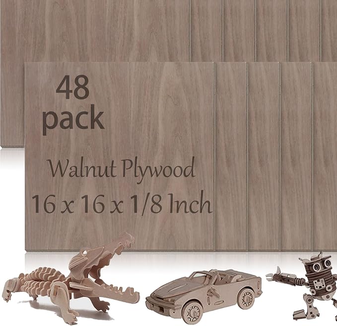 48 Pcs Walnut Unfinished Wood Craft, School DIY Projects, CNC Cutting, and Wood by Vemkyrio