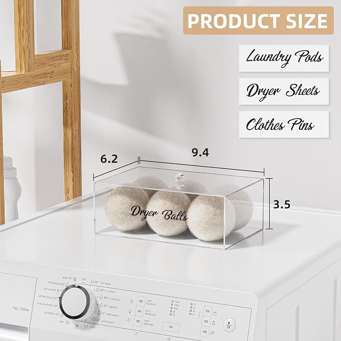 Acrylic Dryer Ball Holder Dispenser Container, Laundry Room Organization | - Image 2