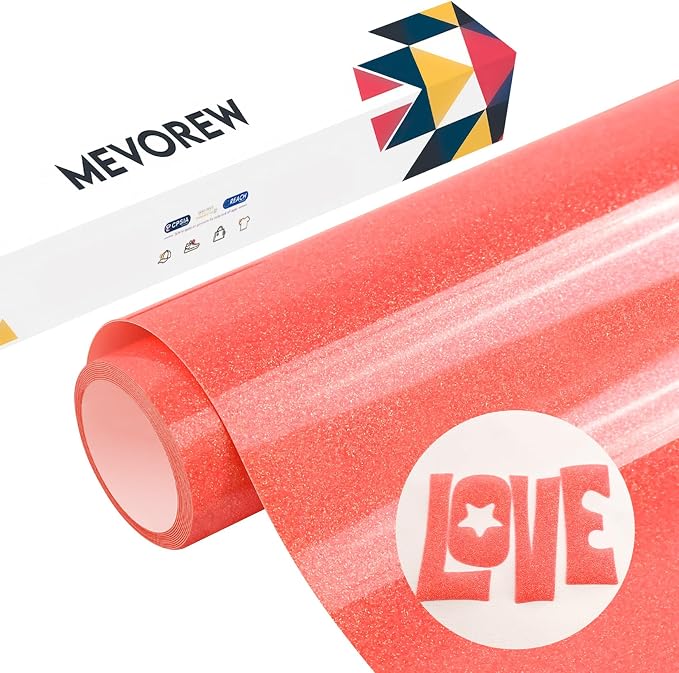 Glitter Puff Vinyl Heat Transfer, Neon Red Puff HTV Iron on Vinyl 12" x5ft | 3D - Image 8