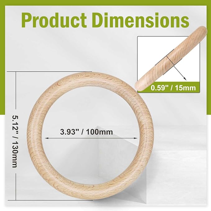 FoDau770 10pcs Natural Beech Wooden Rings, Unfinished Solid Wood Rings Heavy - Image 4