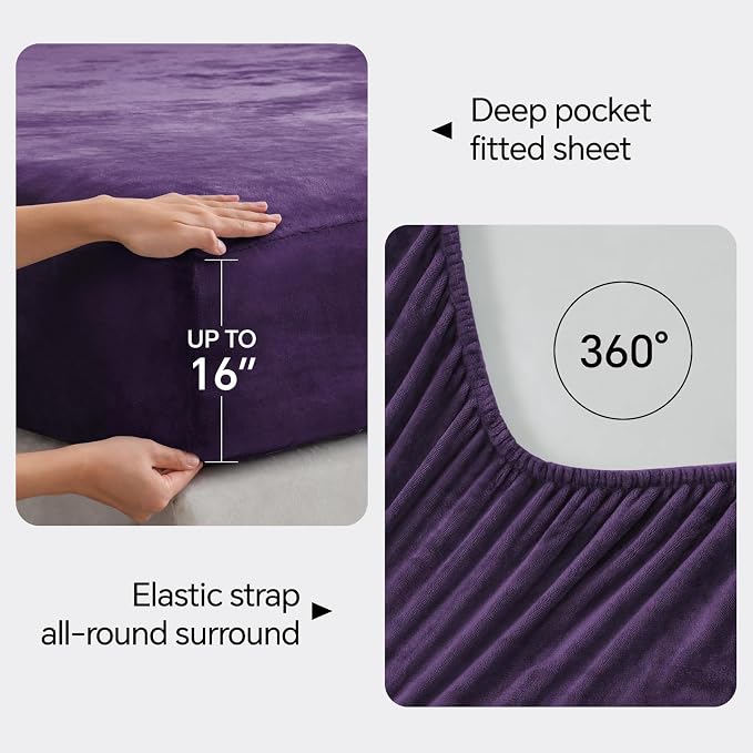 BEDELITE Flannel Sheets Queen Size Purple - Image 4