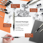Nicpro 0.5 mm Art Mechanical Pencils Set in Case, 3 Erasers - Image 4