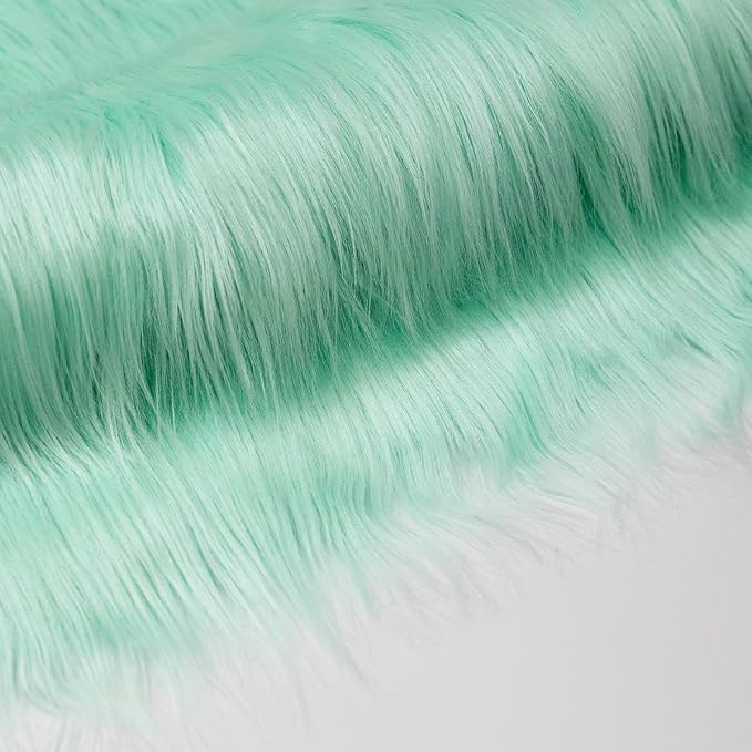 Mint Faux Fur Fabric for Crafts Squares Furry Fabric for Sewing, Upholstery & - Image 3