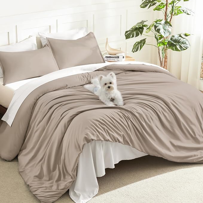 Litanika Light Coffee Oversized King Comforter Set Super King Plus Size by Litanika