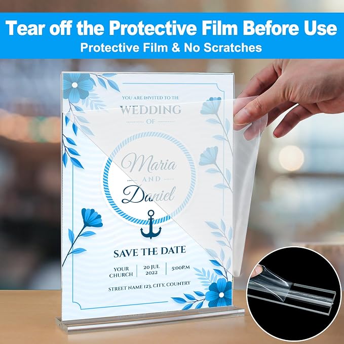 EHWINE 10 Pack Acrylic Sign Holder 4x6, Double-Sided Stand up Table Top Sign - Image 2