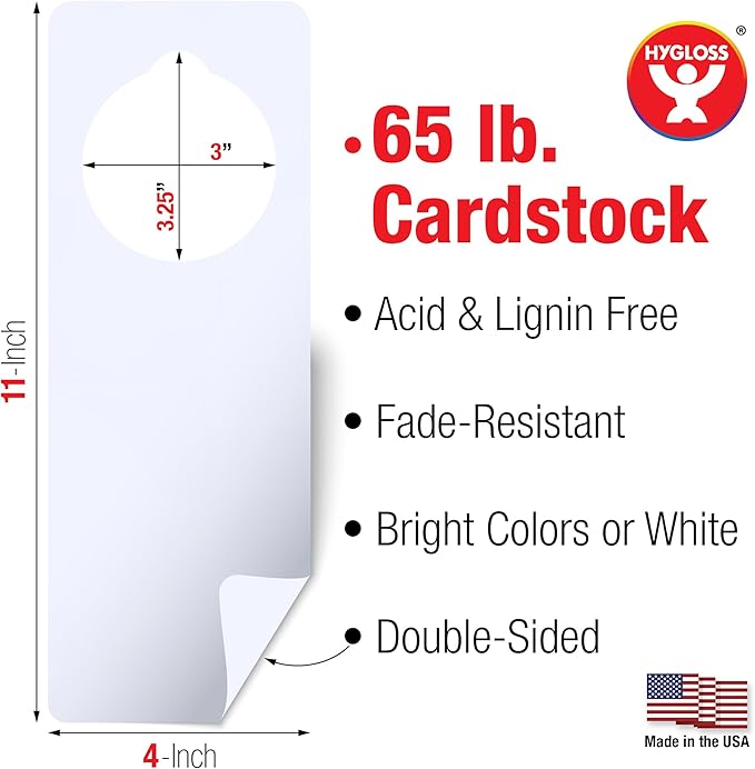 Hygloss Cardstock Door Knob Hanger Blank White - Image 2
