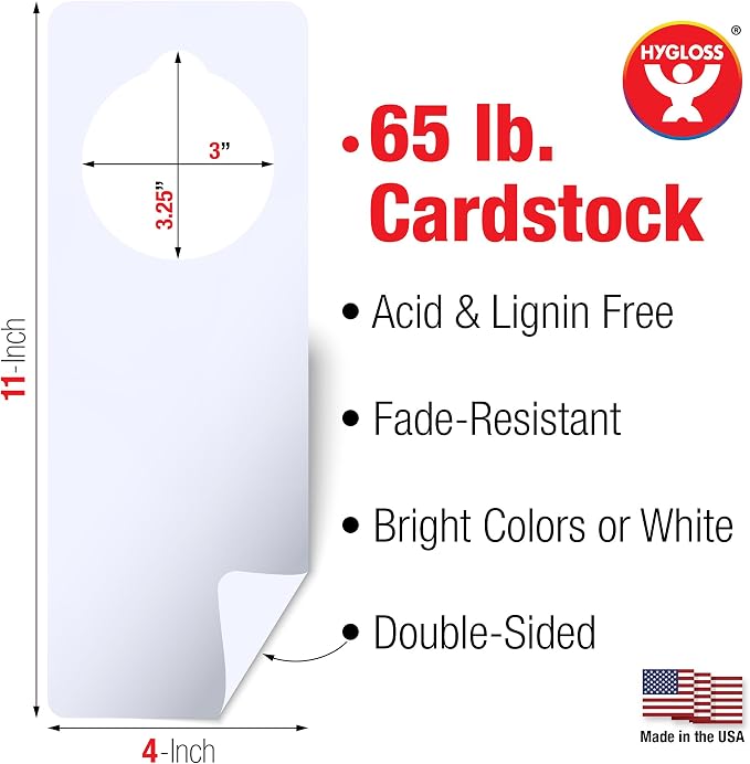 Hygloss Cardstock Door Knob Hanger Blank White - Image 2