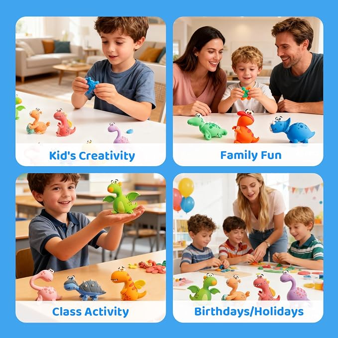 Both idea Air Dry Clay Kit, Dino Theme | 12 Packs, Non-Toxic Kids Gift | School - Image 7