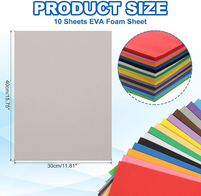 PATIKIL 10Pcs Grey EVA Foam Sheets, 15.7 x 11.8 Inches 1mm Thick Foam Sheets - Image 2