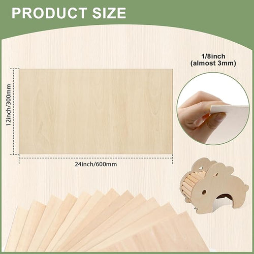 10 Pack Basswood Sheets 1/8x12x24 Inch, Unfinished Wood - Image 2