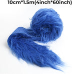 Shaggy Plush Faux Fur Fabric Precut Strips Sapphire Blue Fur Fluffy Fuzzy Craft - Image 2