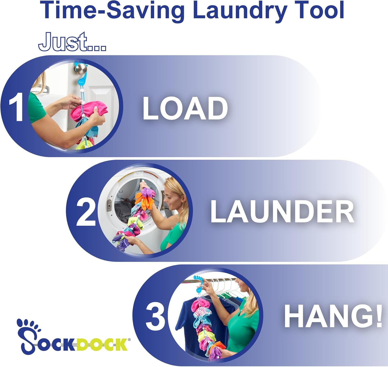 Sock Laundry Solution for Washing Drying & Storing Socks in Pairs, Clip & Hold Socks in Washer Dryer & Closet 2-Pack