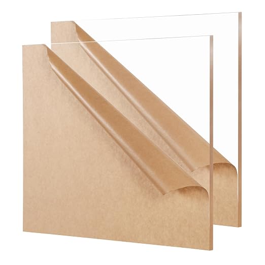 KAITELA Clear Acrylic Sheet 12" x 12" Cast Plexiglass Square 1/4" Thick by KAITELA