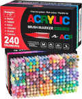 240 Colors Acrylic Paint Markers Set, Soft Flexible Brush Markers by Unknown