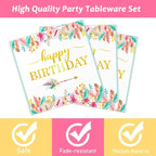 Tevxj 96 Pieces Happy Birthday Party Plates Napkins Boho Decorations Gold - Image 3