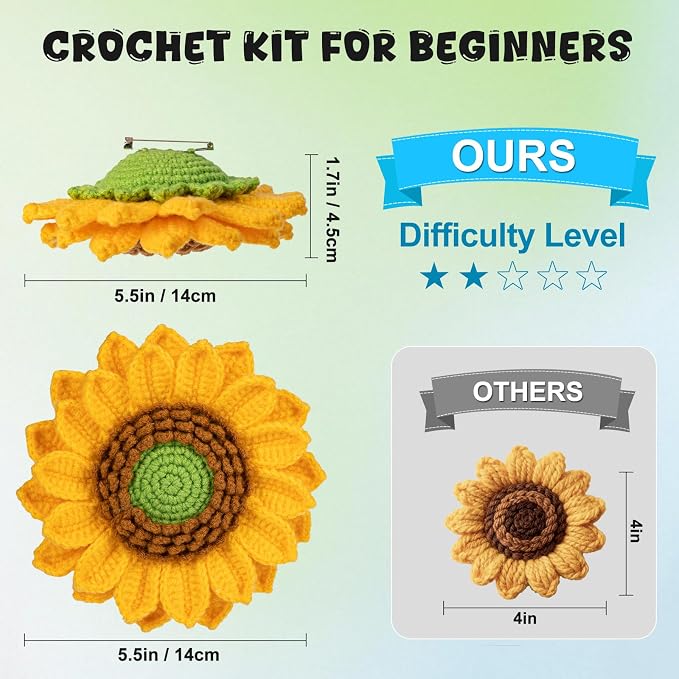 Totiro Crochet Kit for Beginners, Sunflower Amigurumi Starter Kit, Easy DIY - Image 5