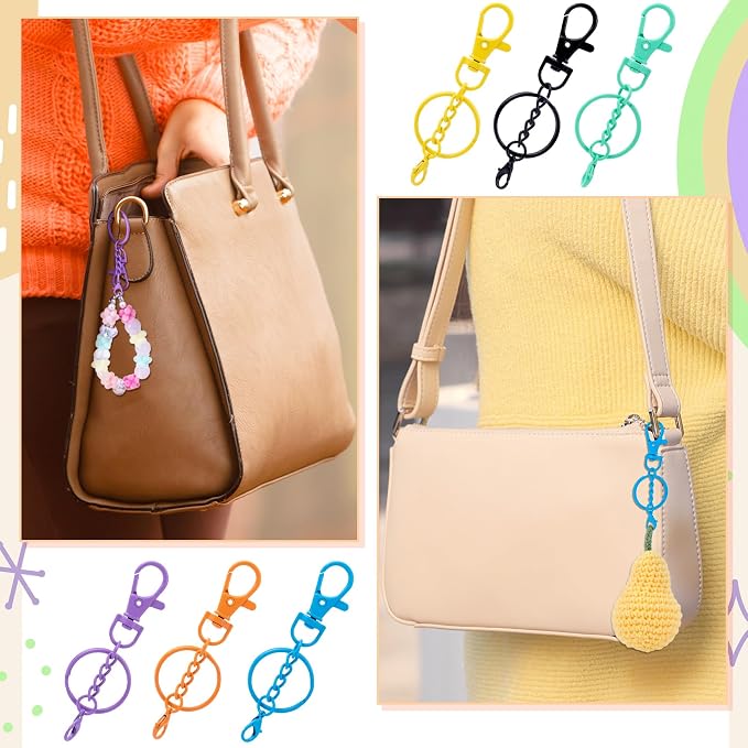 28 Pcs Metal Keychain Clip, Colorful Swivel Snap Hook - Image 7