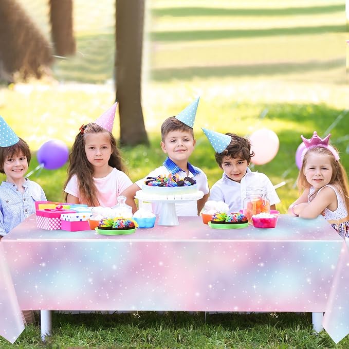 Tiamon 3 Pcs Pastel Rainbow Tablecloths Birthday Decorations Pastel Table Cloths - Image 6