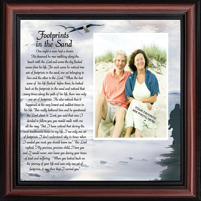 Footprints in the Sand Inspirational Wall Art, Beach Decor, Christian Gifts - Image 2