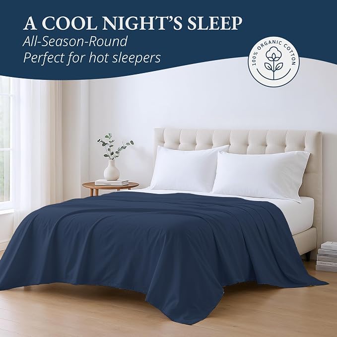 Lane Linen 100% Organic Cotton Twin Size Flat Sheet Only - Image 4