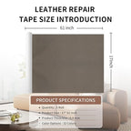 Leather Repair Patch Tape Kit Grey Brown 17 x 61 Self Adhesive Leather Repair - Image 2