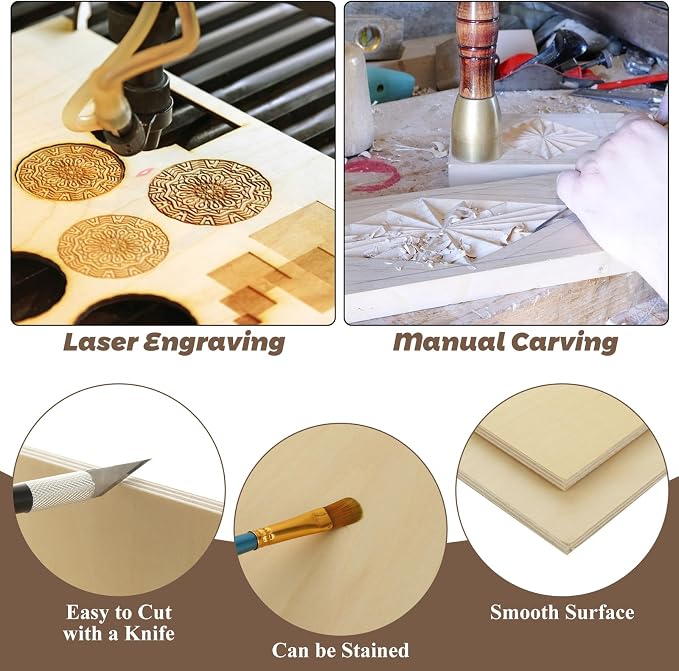 6 Pack 18 x 12 x 1/4 Inch Basswood Sheets Plywood Board, 6mm Unfinished Basswood - Image 4