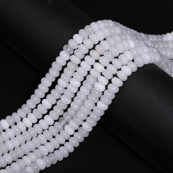 Songxi 5x8mm Natural White Marble Stone Rondelle Beads, Gemstone - Image 4