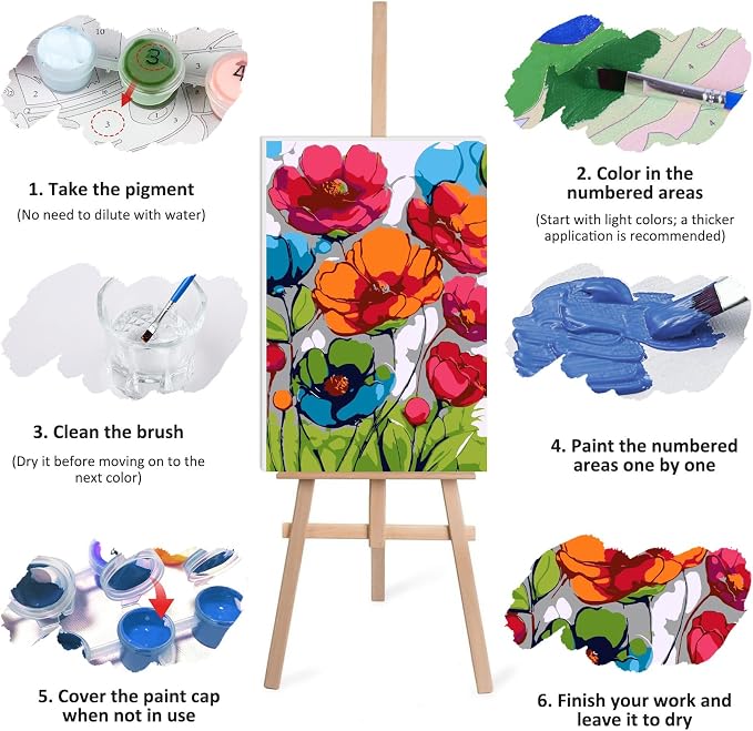 Lxmsja Poppies Paint by Numbers Kit - Image 7