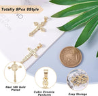 Cheriswelry 8Pcs Cubic Zirconia Cross Charms Real 16K Gold Plated CZ Micro Pave - Image 5