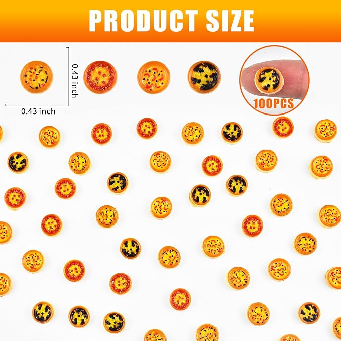 100 Pieces Tiny Pizza for Dollhouse Miniatures Resin Food for Crafts Mini Pizza - Image 3