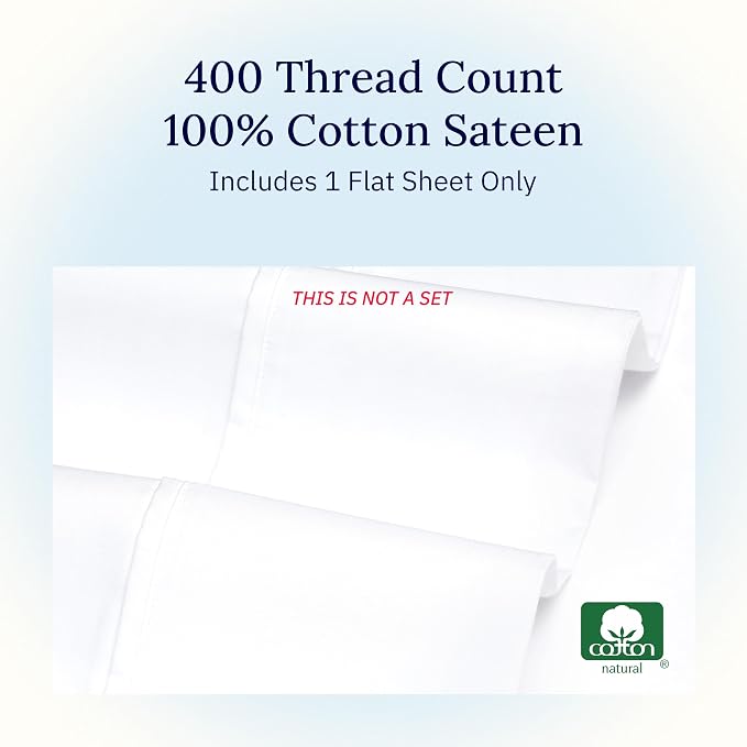 California Design Den Twin Flat Sheet Only, Soft 400 Thread Count 100% Cotton - Image 5