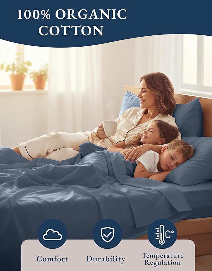 LANE LINEN 100% Organic Cotton Eco Friendly Fully Elasticized Twin XL Sheet Set - Image 6