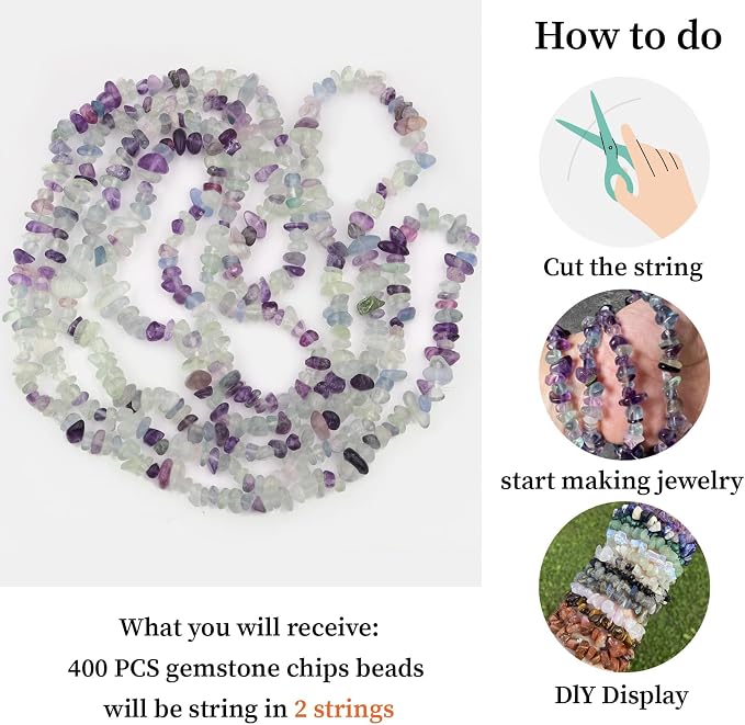 400pcs Natural Chip Stone Beads - Image 9