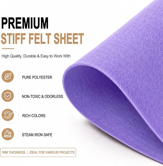 Lavender Large Felt Fabric 36" x 36", 1mm Stiff Felt Sheet, Nonwoven Fabric - Image 4