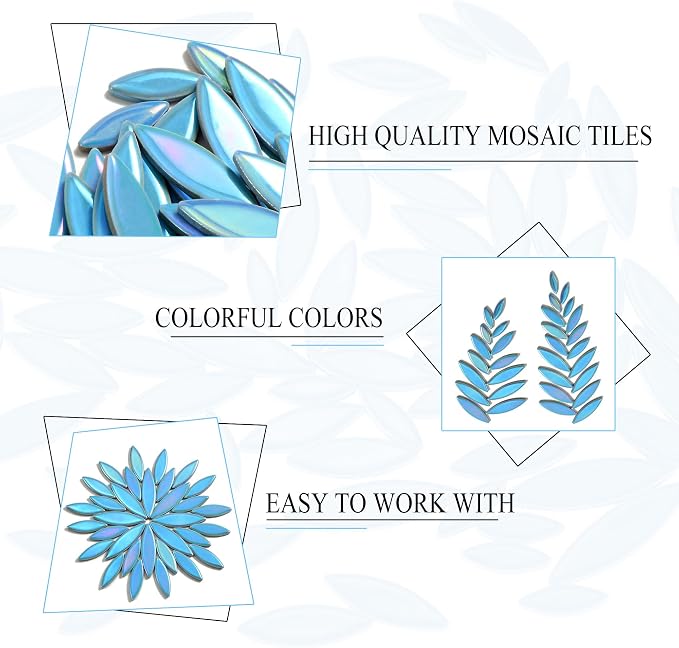 Yoption Petal Mosaic Tiles for Crafts, 200g Flower Leaf Ceramic Tiles Pieces - Image 5