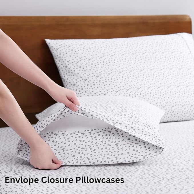 LANE LINEN 100% Organic Cotton Printed Full Size Sheet & Pillowcase Sets - Image 5