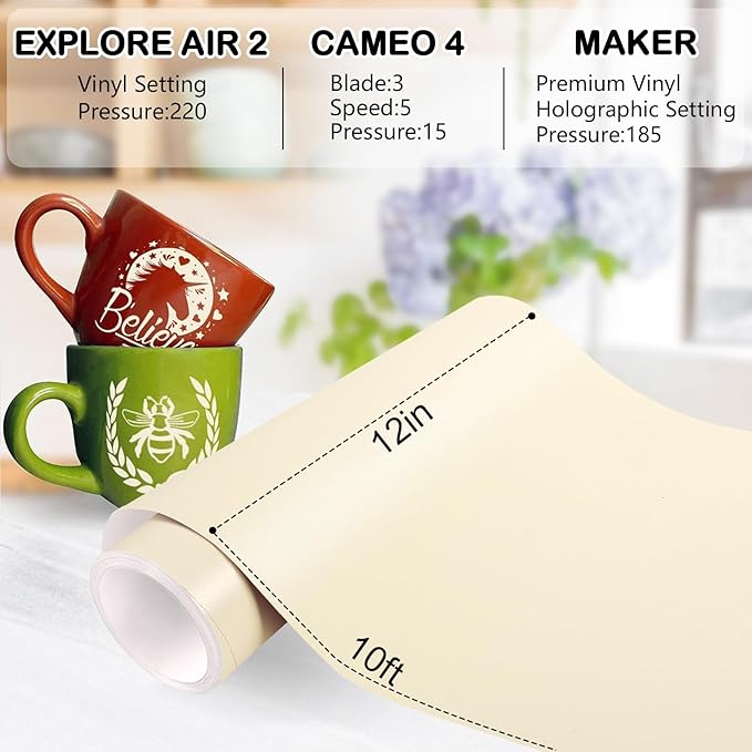 WRAPXPERT Ivory White Permanent Vinyl 12" x10ft, Cream Vinyl - Image 4