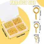 720PCS Small Screw Eye Pins, 3 Styles of Mini Eye Screws, Eyelet Pins Hooks - Image 2
