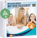 King Size Mattress Protector Waterproof 4 Pack, Premium 200 GSM Terry Mattress by UTOPIABEDDING