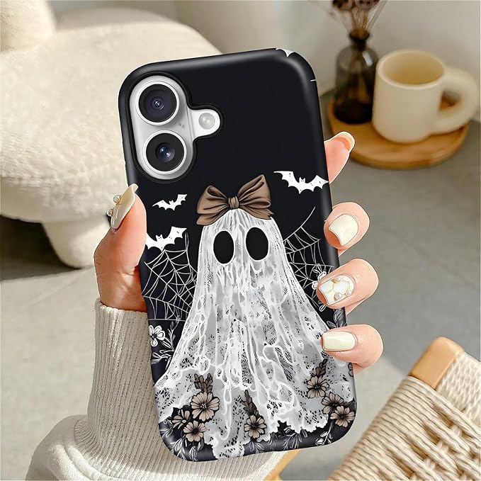 Case for iPhone 17, Scratch Resistant Hybrid Double Layer Hard Shell，Lace Ghost - Image 7
