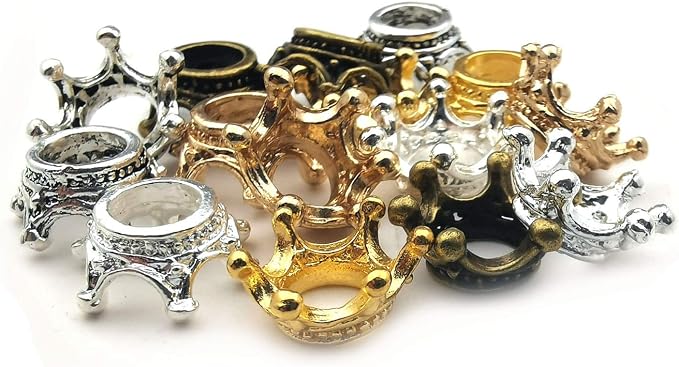 iloveDIYbeads 60pcs Mixed Antique Silver Bronze Gold 3D King Crown Loose Spacer - Image 3