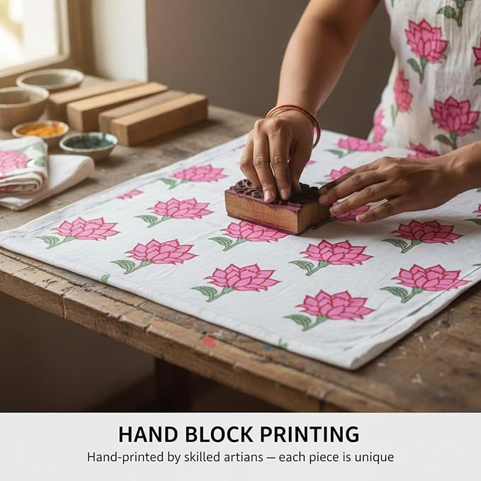 E-Tailor® Hand-Block Printed Pre-Cut Floral Cotton Fabric - Image 8