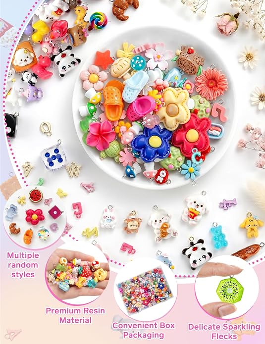 RQAYE DIY Cute charms for bracelets Resin Charms for DIY Keychain & Jewelry - Image 7