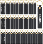 Wavyknot 100 Pcs PU Leather Keychain Blanks Bulk Laser Engraving Blanks by Wavyknot