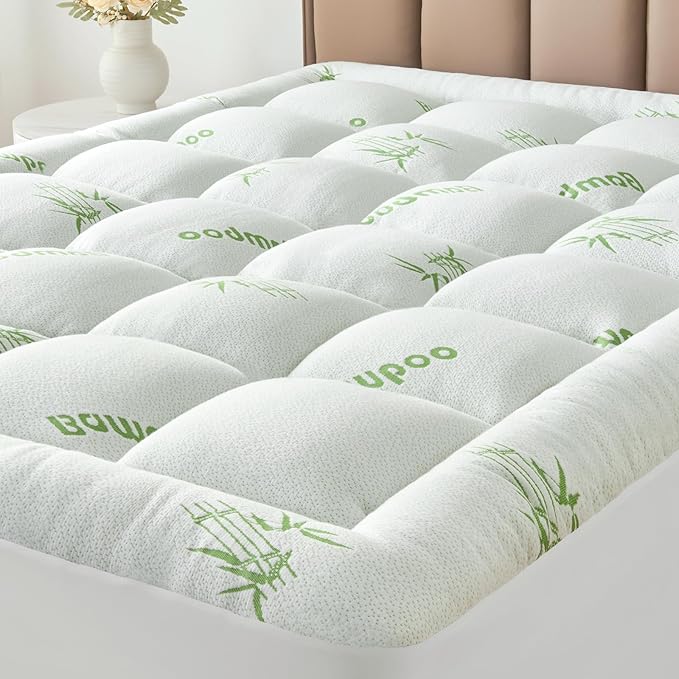 Twin Size Mattress Topper Viscose Derived from Bamboo, Soft Thick Pillow Top by SurChic