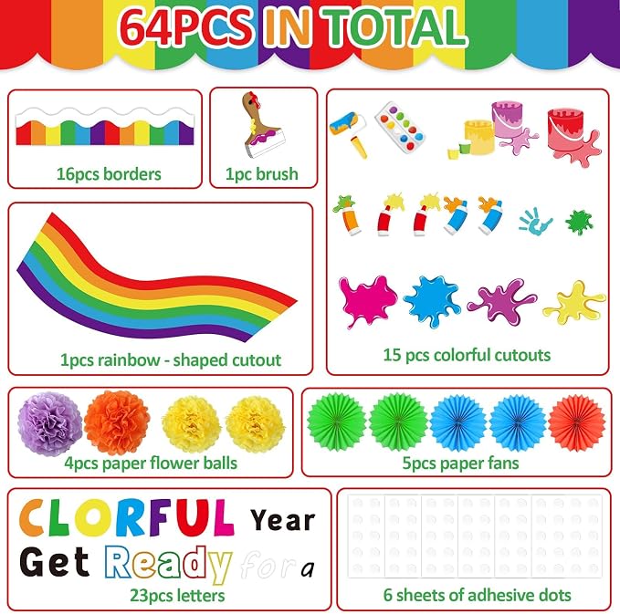 Get Ready for A Colorful Year Bulletin Board Classroom Decorations 3D Colorful - Image 3