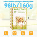 Qlmhudaim Mixed Media Sketchbook, 60 Sheets 160gsm/98lb Acid-Free Paper - Image 2