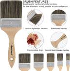 Double Thick Chip Paint Brush, 6 Pack, 3 inch / 75mm Stain Brushes - Image 4